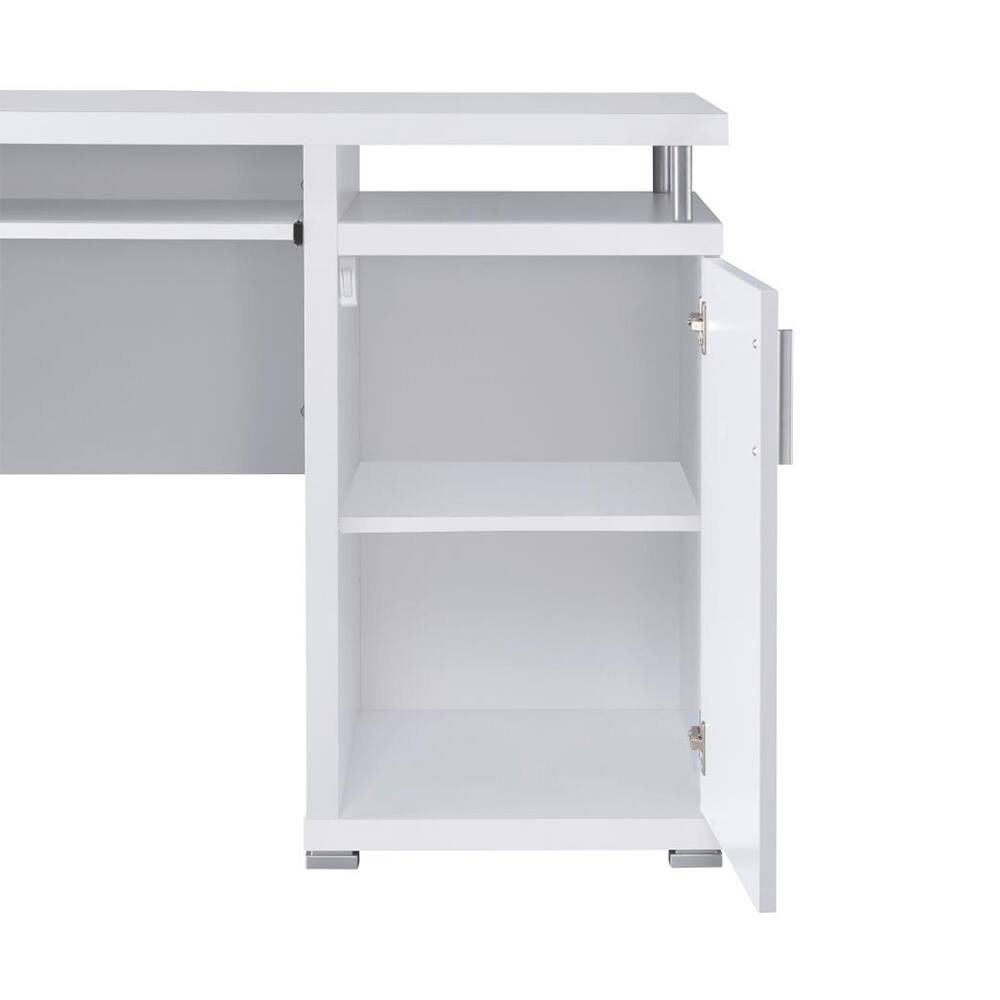 Alt View 1. Spaco - Spaco 55 Inch Office Desk 3-Drawer Storage, Legal Size File Cabinet and Keyboard Tray, Metal Frame Computer Workstation - White.