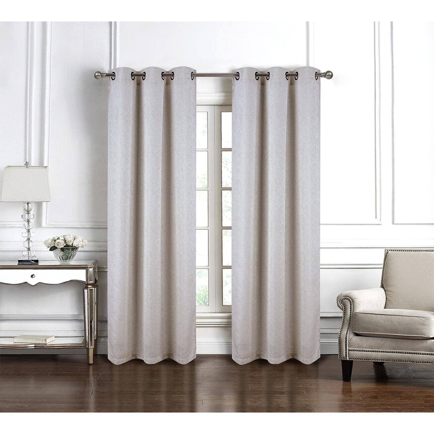 Angle. RT Designers Collection - RT Designer Collection Wilton Jacquard Grommet Luxurious Modern Design Curtain Panel 54" x 84" Taupe - Taupe.