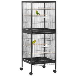 Pawhut - Large Bird Cage with 1.7 ft. Width for Wingspan, Bird Aviary Indoor with Multi-Door Design, Fit for Canary, Conure
