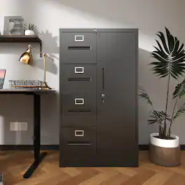 Anysun - Sleek Design Steel Vertical File Cabinet with Spacious Storage Drawers and Adjustable Hanging Rails, Assembly Required - Black