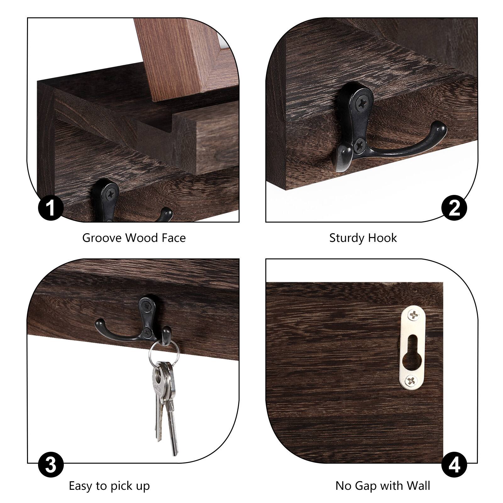 1. Groove Wood Face
2. Sturdy Hook
3. Easy to pick up
4. No Gap with Wall