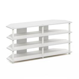 Furinno - Econ Easy Assembly 4-Tier Corner TV Stand for TV up to 55-Inch - White