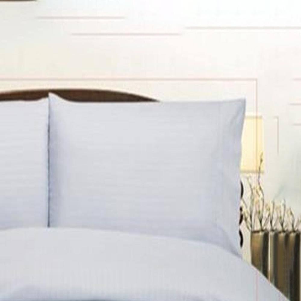 Alt View 1. Plazatex - Plazatex Embossed Dobby Stripe 90GSM Microfiber Sheet Set - Twin 39x75", White - White.