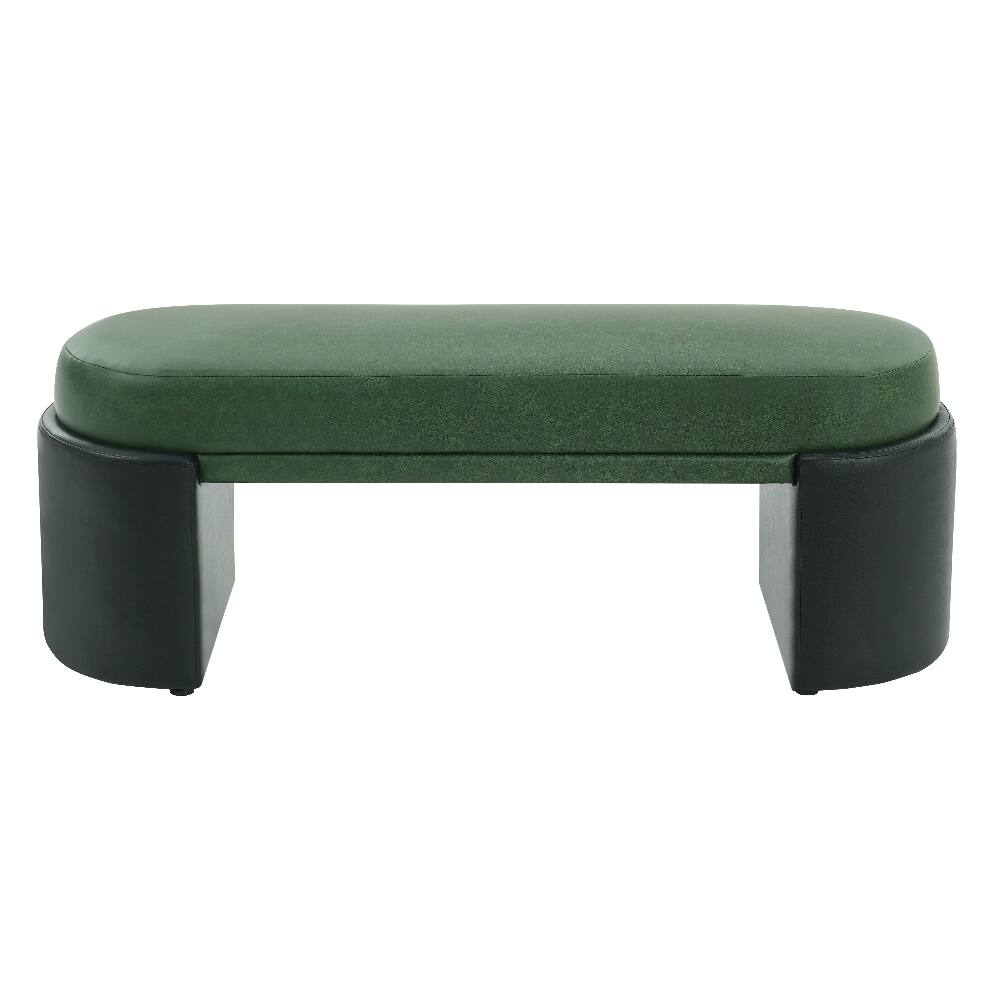 Back. Ropilly - Ropilly Green Dining Bench PU Upholstered Modern Accent Bench Forty Eight Inch Two Tone Indoor Seating Wood Frame - Green and Black.