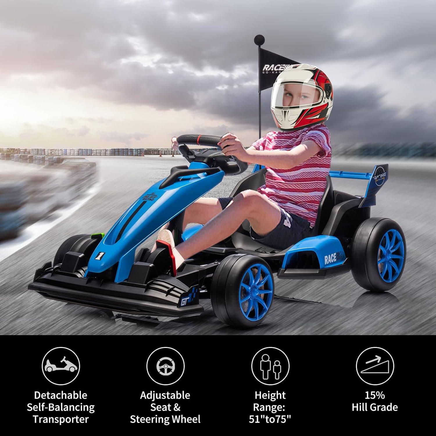 RACE SOIKA S S RACE A

- Detachable Self-Balancing Transporter
- Adjustable Seat & Steering Wheel
- Height Range: 51" to 75"
- 15% Hill Grade
