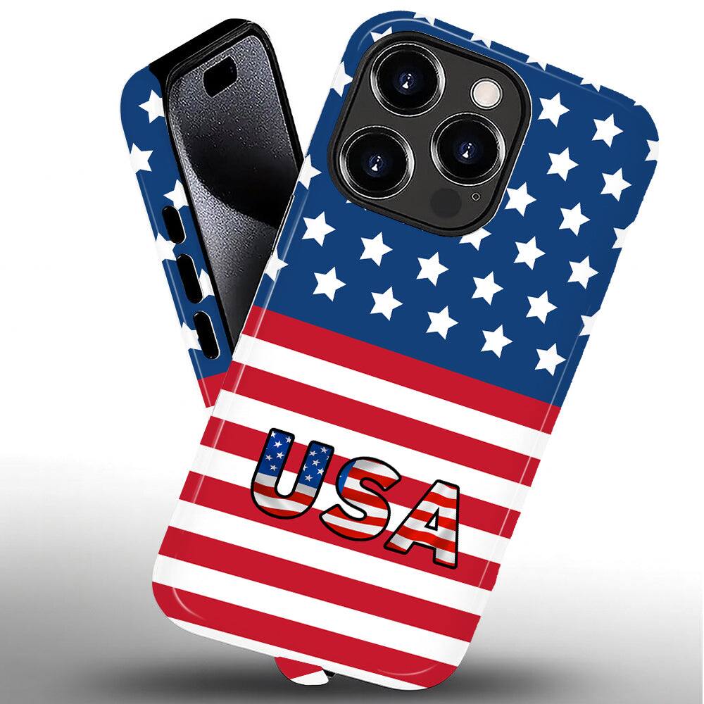 Alt View 1. Finnhomy - Smartphone Case for iPhone 15 Pro Max - Dual-Layer Heavy Duty Protective Cover - Patriotic USA Flag Design - USA Flag for iPhone 15 Pro Max.
