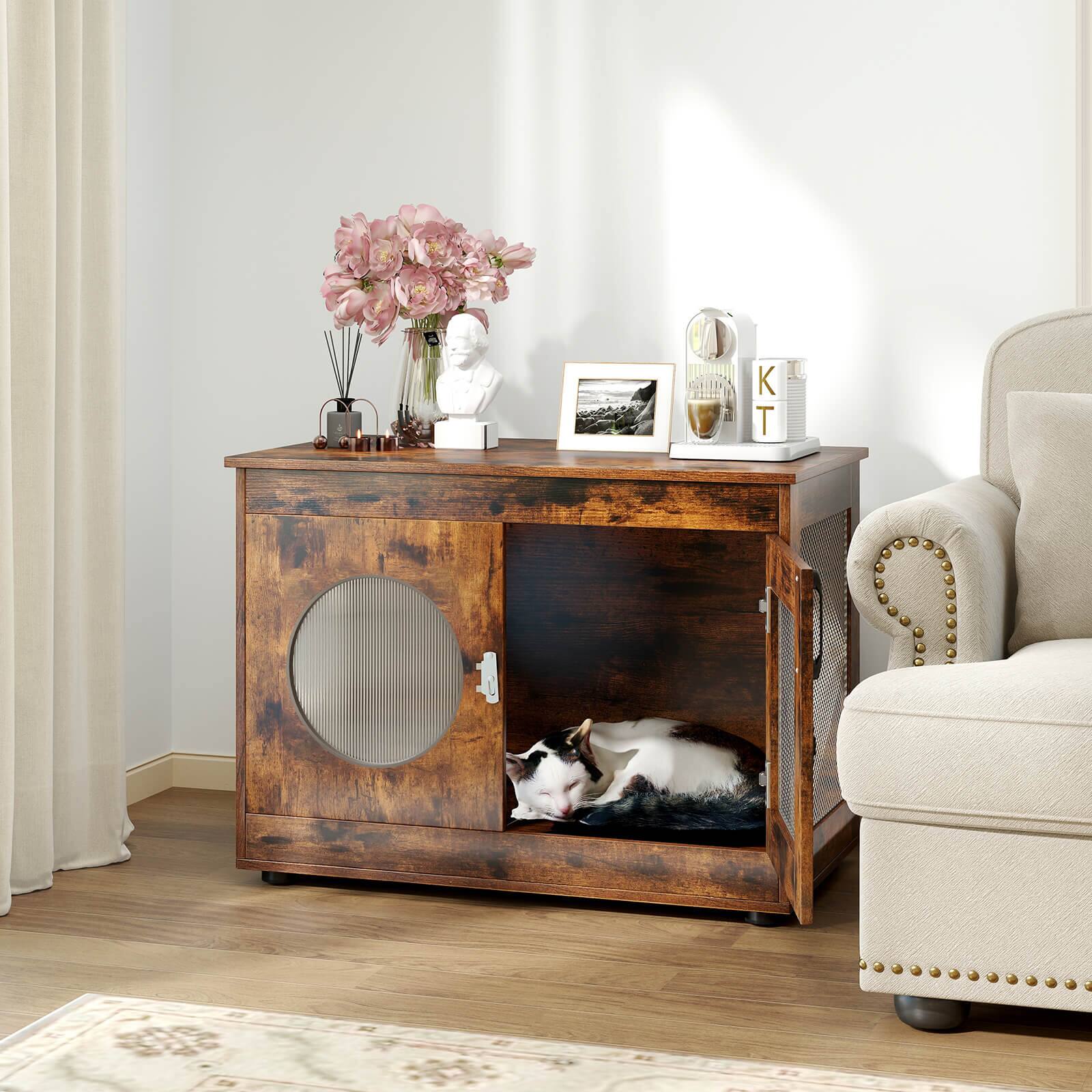 Alt View 1. Costway - Costway Furniture Style Dog Crate for Small Medium Dogs Translucent Window Lockable Door.