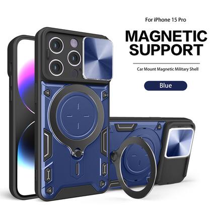 For iPhone 15 Pro
MAGNETIC SUPPORT
Car Mount Magnetic Military Shell
Blue