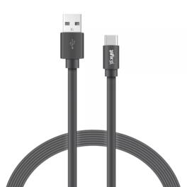 Xyst - Charge and Sync USB to USB-C Flat Cable 4Ft - Black