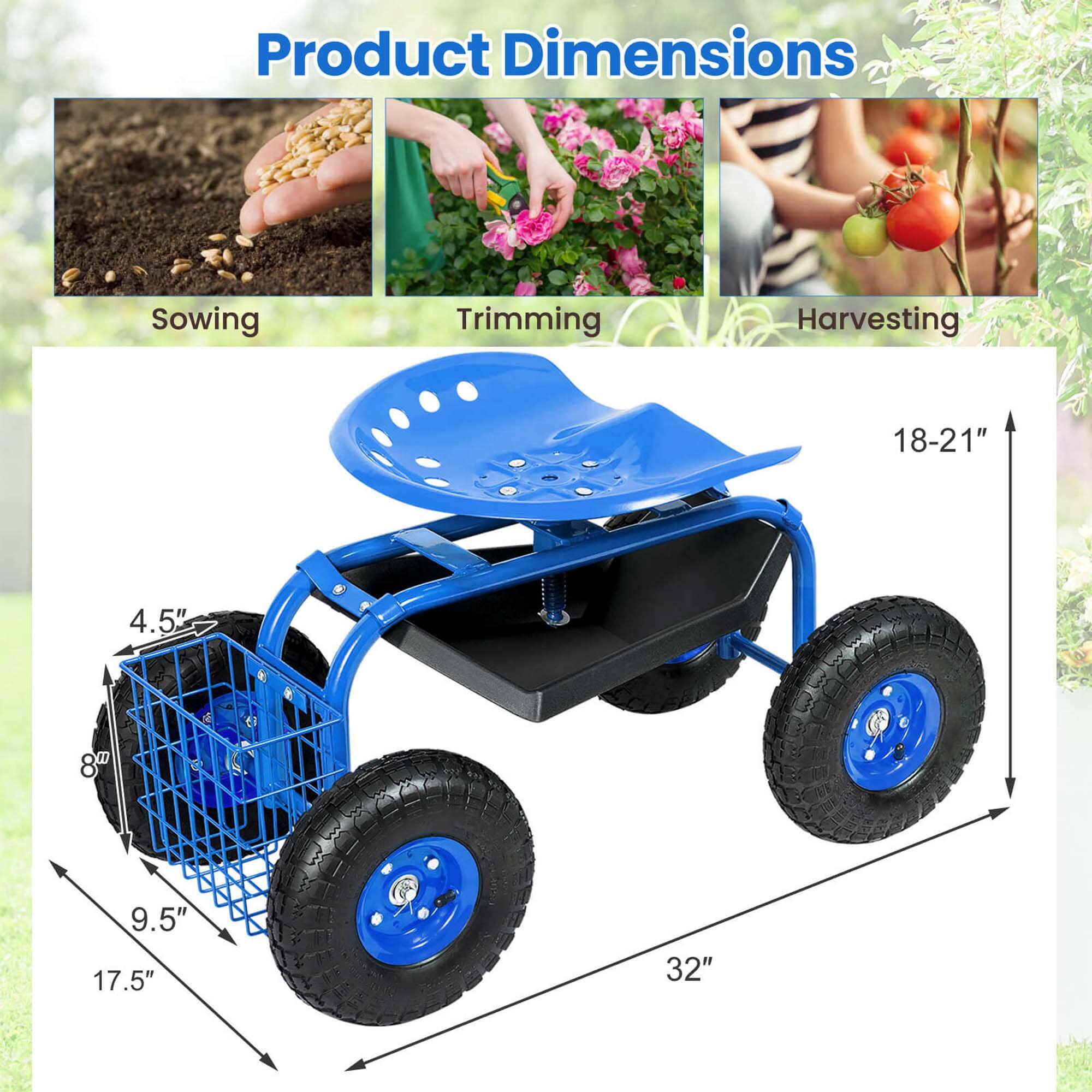 Product Dimensions  
Sowing: 18-21"  
Trimming: 4.5"  
Harvesting: 8"  
9.5"  
17.5"  
32"
