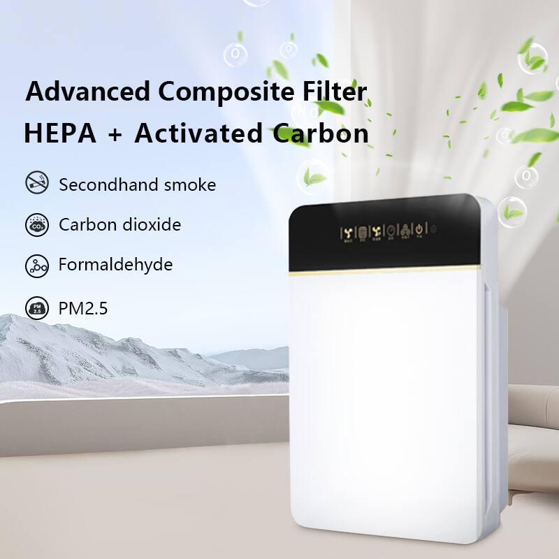 Advanced Composite Filter  
HEPA + Activated Carbon

- Secondhand smoke
- Carbon dioxide
- Formaldehyde
- PM2.5