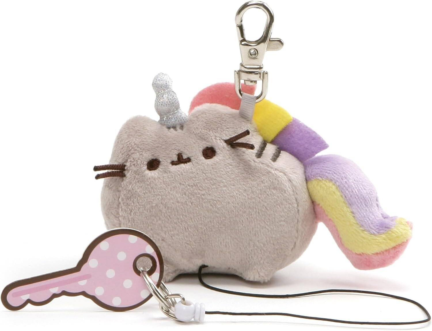 Front. Gund - GUND Pusheenicorn Retractable Plush Keychain 3", Ages 8+ - MULTI COLORED.
