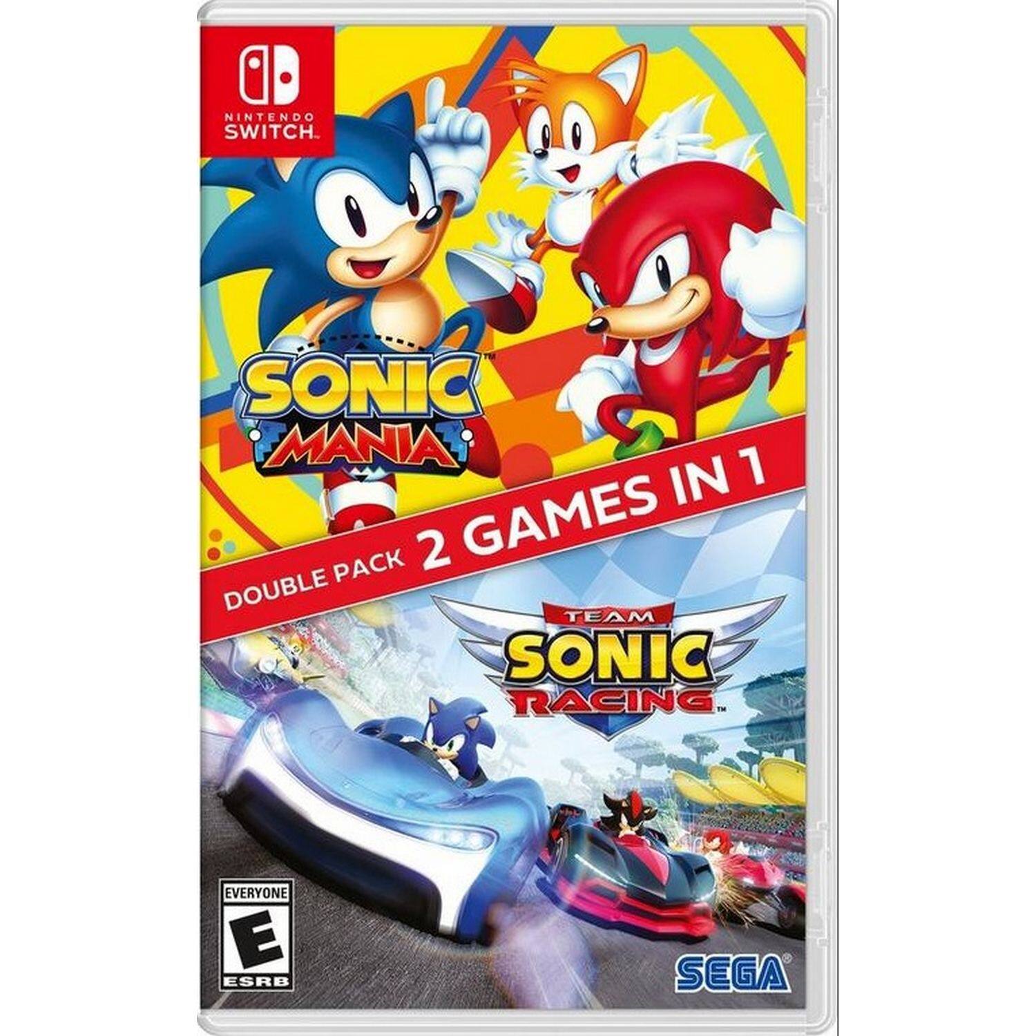 Nintendo Switch  
Sonic Mania  
Double Pack 2 Games in 1  
Team Sonic Racing  
Everyone ESRB  
SEGA