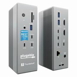 Plugable - Thunderbolt 5 Docking Station with Dual HDMI 4K 144Hz, 140W Laptop Charging, TAA Compliant - Space Gray