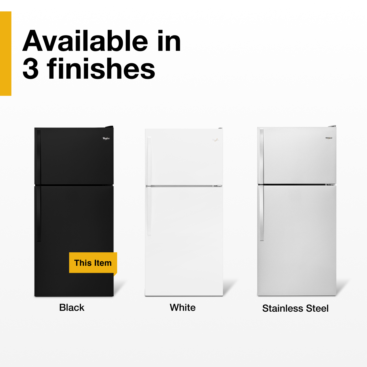 Available in 3 finishes

- Black
- White
- Stainless Steel

This Item