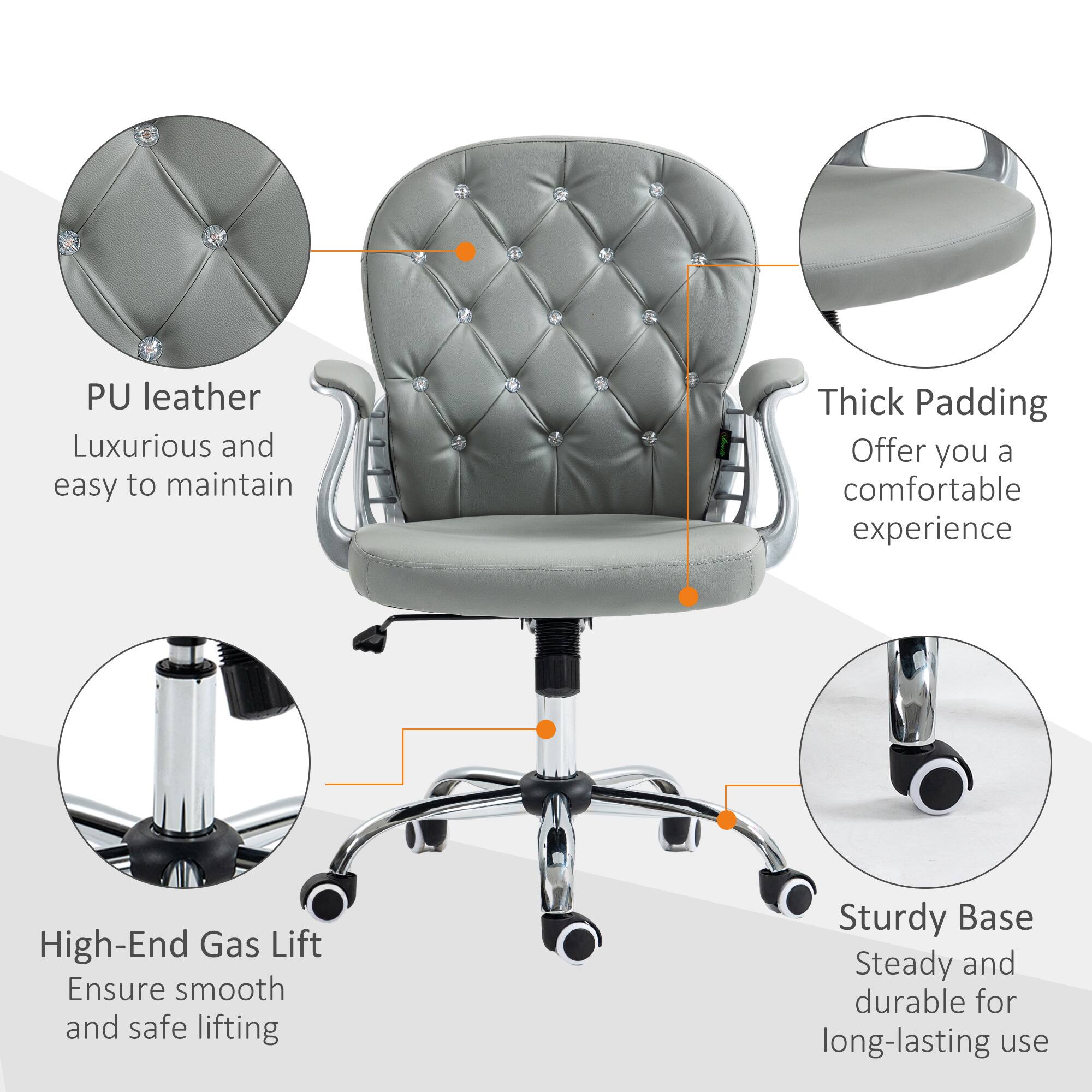 PU leather: Luxurious and easy to maintain  
Thick Padding: Offer you a comfortable experience  
High-End Gas Lift: Ensure smooth and safe lifting  
Sturdy Base: Steady and durable for long-lasting use