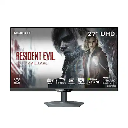 GIGABYTE 27" UHD RESIDENT EVIL requiem * 3 YEARS WARRANTY A KVM 1 MS OTO - - HO aadas DUAL MODE AMDD IPS O2 NVIDIA G-SYNC FreeSync SUPER SPEED Premium CACOM GIGABYTE