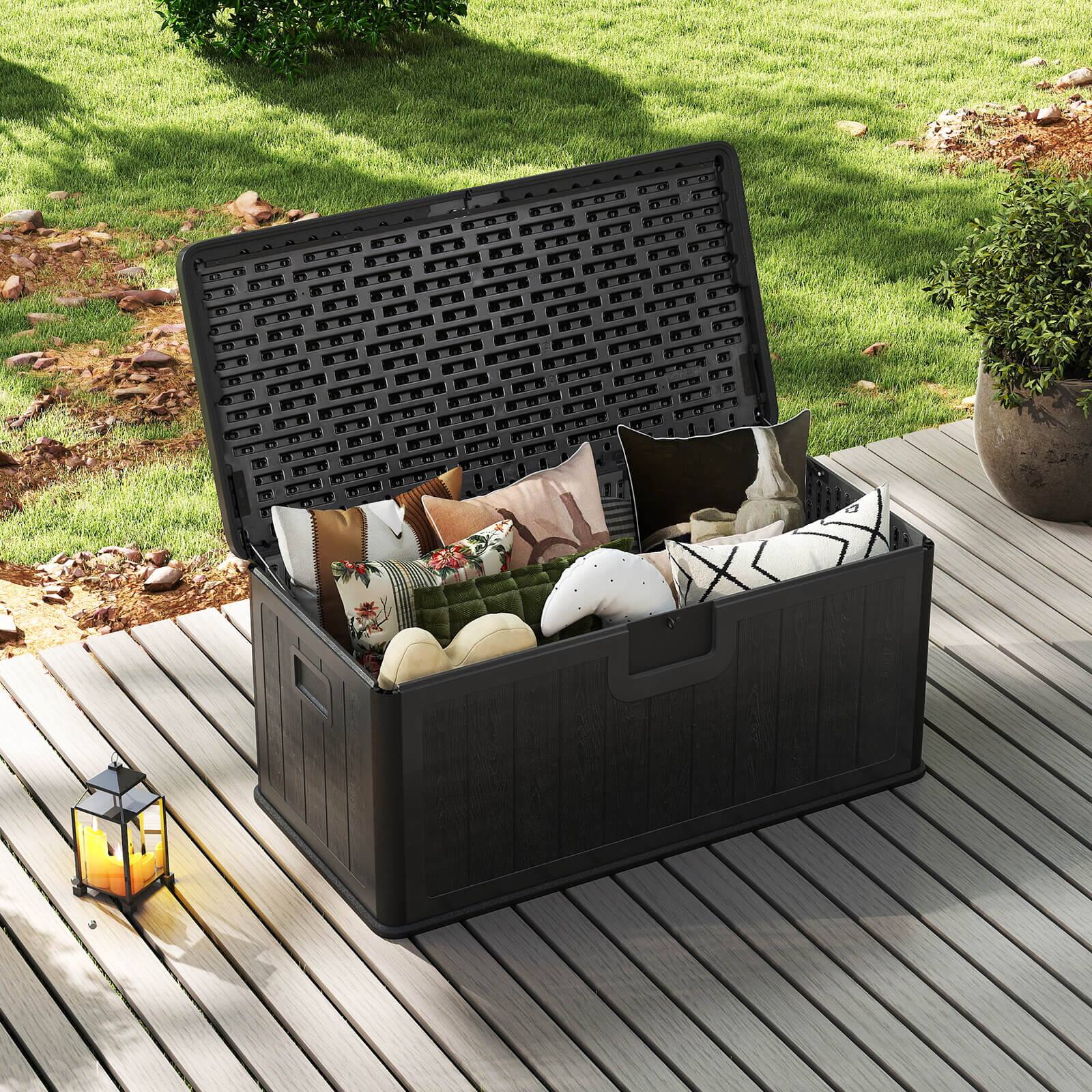 Alt View 3. Costway - Costway Storage Box with Lockable Design & Gas Strut Handle 2 Person Bench Garden Organizer - Black.