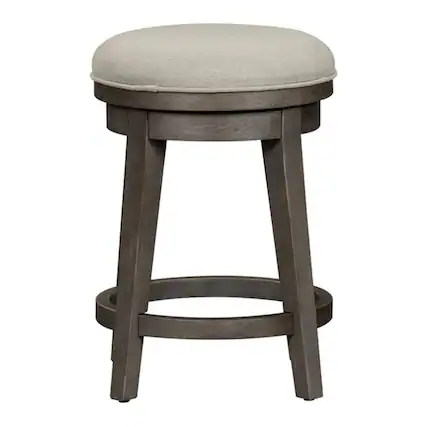 Front. Liberty Furniture Industries - Modern Farmhouse Console Swivel Stool in Dusty Charcoal w/ Heavy Distressing - Gray.