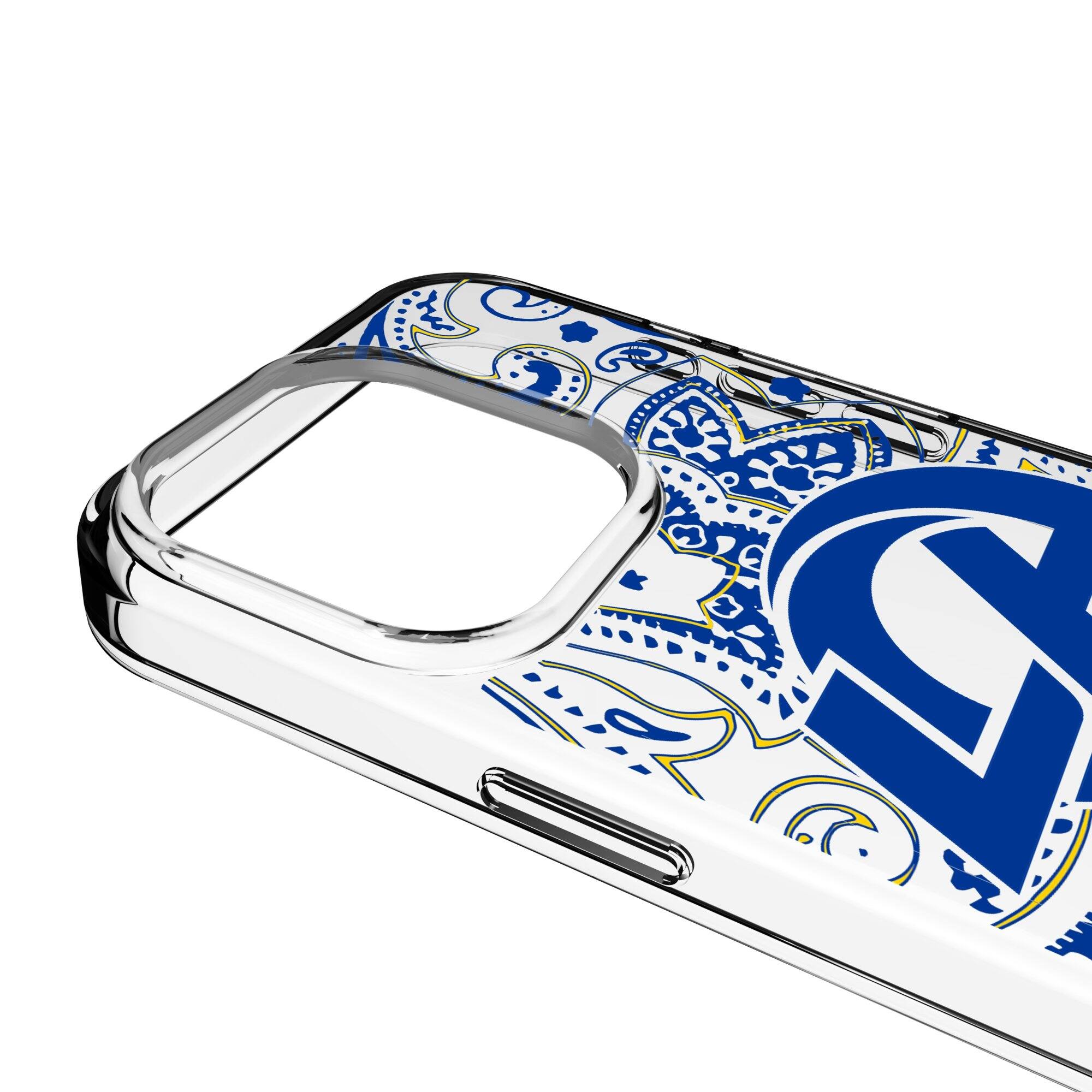 Alt View 2. Keyscaper - Los Angeles Rams iPhone Clear Paisley Design Case - 16 Pro Max - Multicolor.