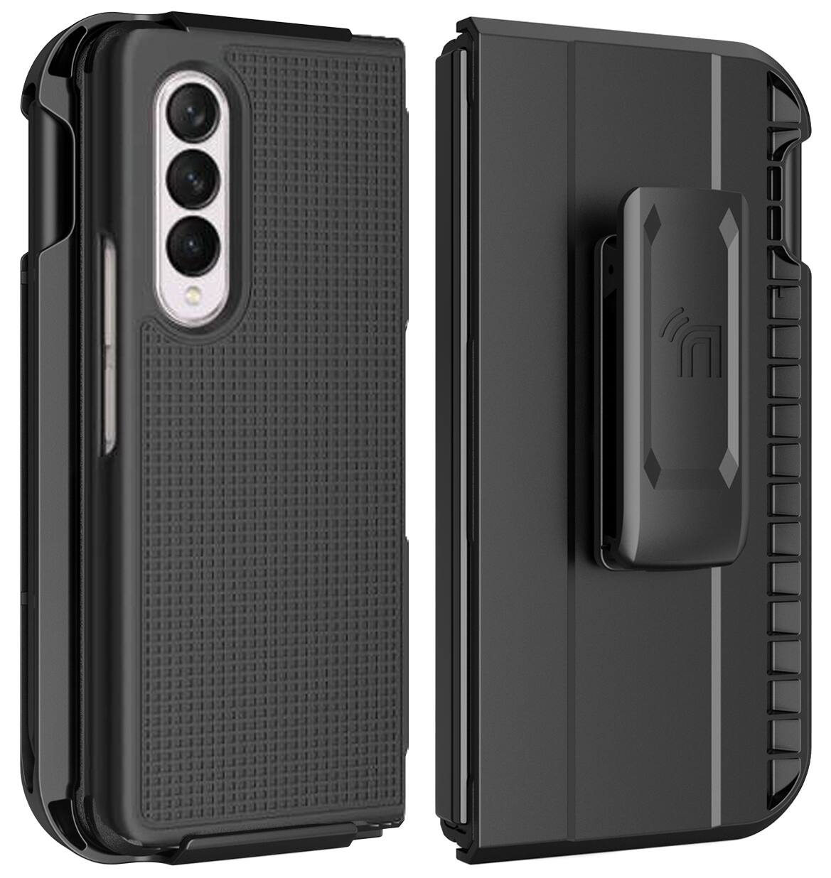 Alt View 6. Nakedcellphone - Slim Case and Holster Belt Clip with S Pen Holder for Samsung Galaxy Z Fold 3 - Orange.