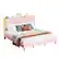 Angle. Bestier - King Size Upholstered Platform Bed Frame with LED Lighting and Adjustable Storage Headboard for Bedroom - Pink.
