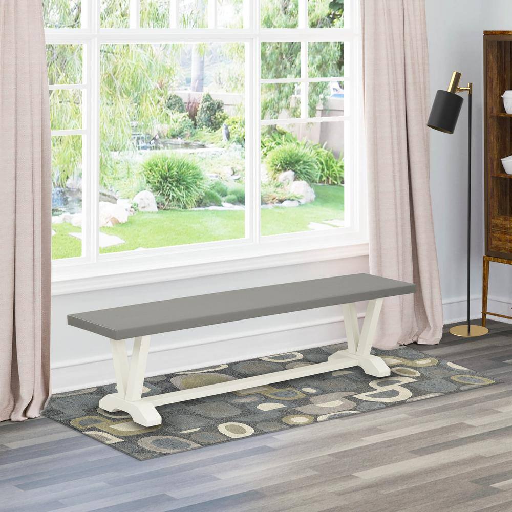 Back. East West Furniture - East West Furniture V-Style Mid Century Modern Dining Bench with Solid Wood Seat - Brown.