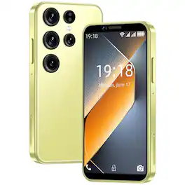 Loheer - S24 Mini Smartphone Kids Pocket Phone 3.5 Inch HD Dual SIM 64GB Small Starter Phone Facial Recognition - Gold (Unlocked)