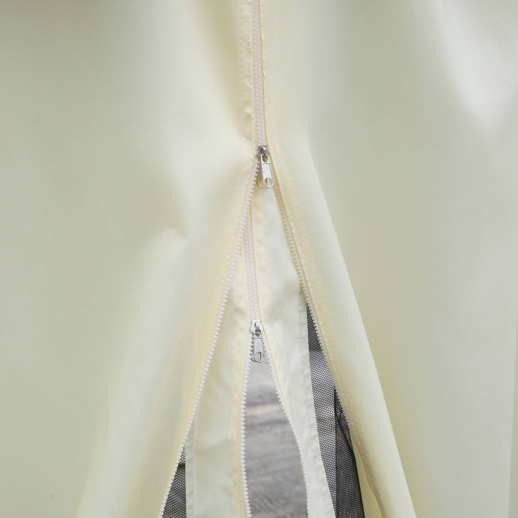 Alt View 4. Outsunny -  10' x 13' Patio Gazebo, Outdoor Gazebo Canopy Shelter with Netting and Curtains, Aluminum Frame for Garden - Cream White/Brown.