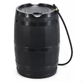 FCMP Outdoor - RC45 45 Gallon Outdoor Rain Water Catcher Barrel Container - Black