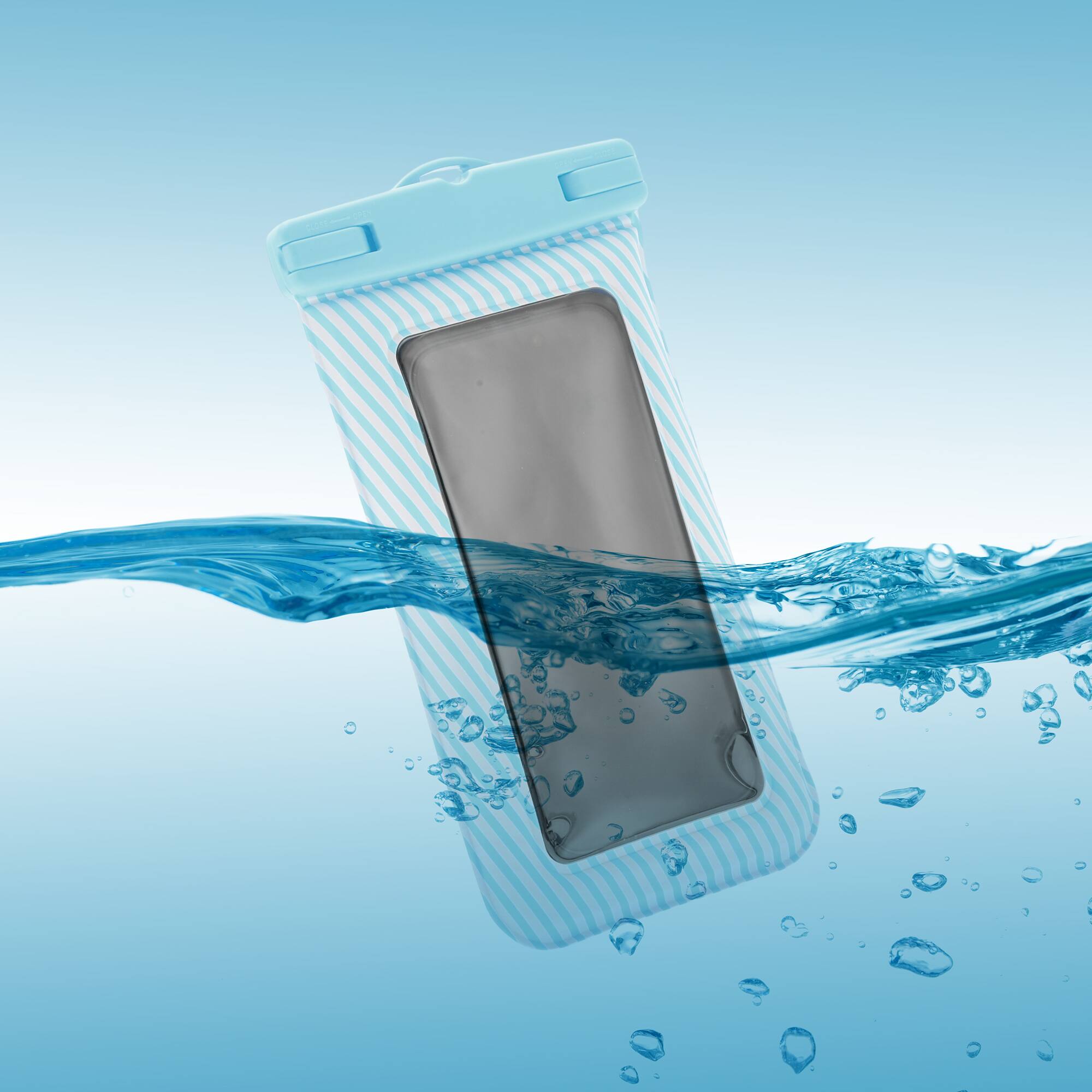 Alt View 3. Unique Bargains - 2pcs Full Stripe Mobile Waterproof Bag Universal Waterproof Case Compatible for Phone 4.53"x8.27" - Sky Blue.