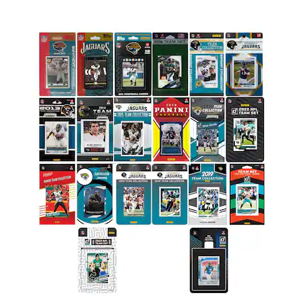 Sure, here is the corrected and grouped text from the image:
---
**Topps**
- 2013 TEAM SET
- 2014 TEAM SET
- 2015 TEAM SET
- 2016 TEAM SET
- 2017 TEAM SET
- 2018 TEAM SET
- 2019 TEAM SET
- 2020 TEAM SET
- 2021 TEAM SET
- 2022 TEAM SET
- 2023 TEAM SET
**Panini**
- 2013 TEAM COLLECTION
- 2014 TEAM COLLECTION
- 2015 TEAM COLLECTION
- 2016 TEAM COLLECTION
- 2017 TEAM COLLECTION
- 2018 TEAM COLLECTION
- 2019 TEAM COLLECTION
- 2020 TEAM COLLECTION
- 2021 TEAM COLLECTION
- 2022 TEAM COLLECTION
- 2023 TEAM SET
**Jaguars**
- 2013 TEAM COLLECTION
- 2014 TEAM COLLECTION
- 2015 TEAM COLLECTION
- 2016 TEAM COLLECTION
- 2017 TEAM COLLECTION
- 2018 TEAM COLLECTION
- 2019 TEAM COLLECTION
- 2020 TEAM COLLECTION
- 2021 TEAM COLLECTION
- 2022 TEAM SET
- 2023 TEAM SET
**Other**
- EPRS EPRS 200S I N EPRS NE SET
- TEAM TEAM JAGUARS COLLECTION
- JAGUARS 32 ANOSIO DOPAN00C JAEKSUNVILLEJAGUARS
- NEL HMIOAI LAS0
- 2018 2016 TEAM 2013 2014 JAGUARS
- COLLN TEAM PANINI COLLECTION
- FOOTBALL JAGUARS JAGUARS RERSERE JAGUARS COo
- 2022 NFL TEAM SET
- SLAR NOMTEAS SOURT
- Parr TEAM COLLECTION PANINI
- 2019 TEAM COLLECTION
- JCRSORVOLLS
- TEAM SET eItECTIOS
- FI m - T1 - C Nrty
- addda - T