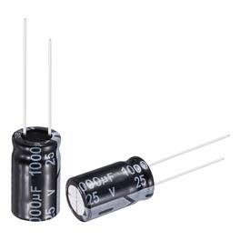 Unique Bargains - 1000uF 25V 10x17mm Electrolytic Capacitor, Radial Leads Aluminum, 10pcs, 105C High Temp for TVs, LCD Monitor, VCD - Black