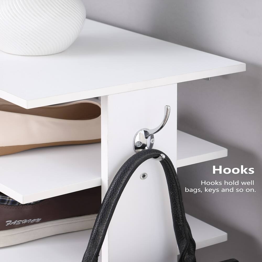 Hooks hold well bags, keys and so on.