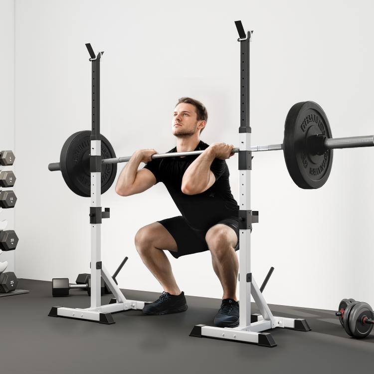 Alt View 1. PULUZ - Pair of Adjustable Squat Rack Standard 53.5 inch-69.25 inch Barbell Rack Stand 440lbs Capacity, 2 inch Steel Heavy Duty - Silver.