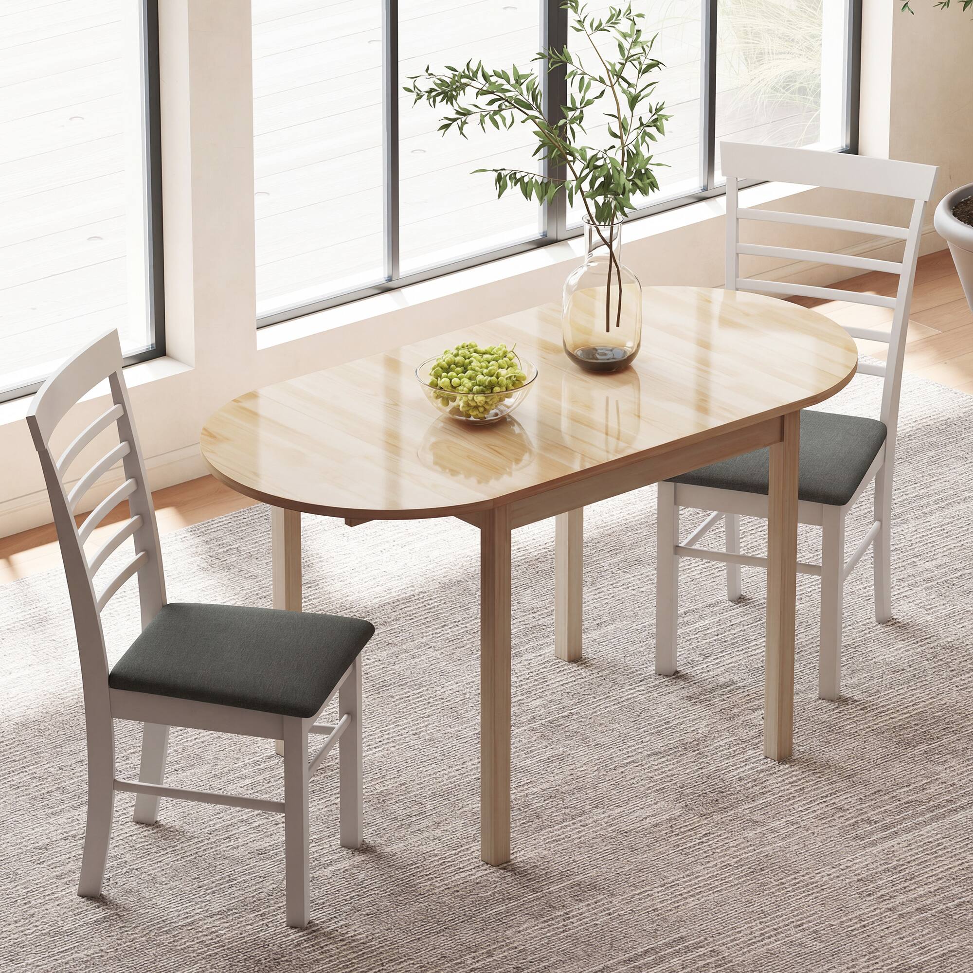 Alt View 1. Homcom - Wood Kitchen Table - Natural wood finish.