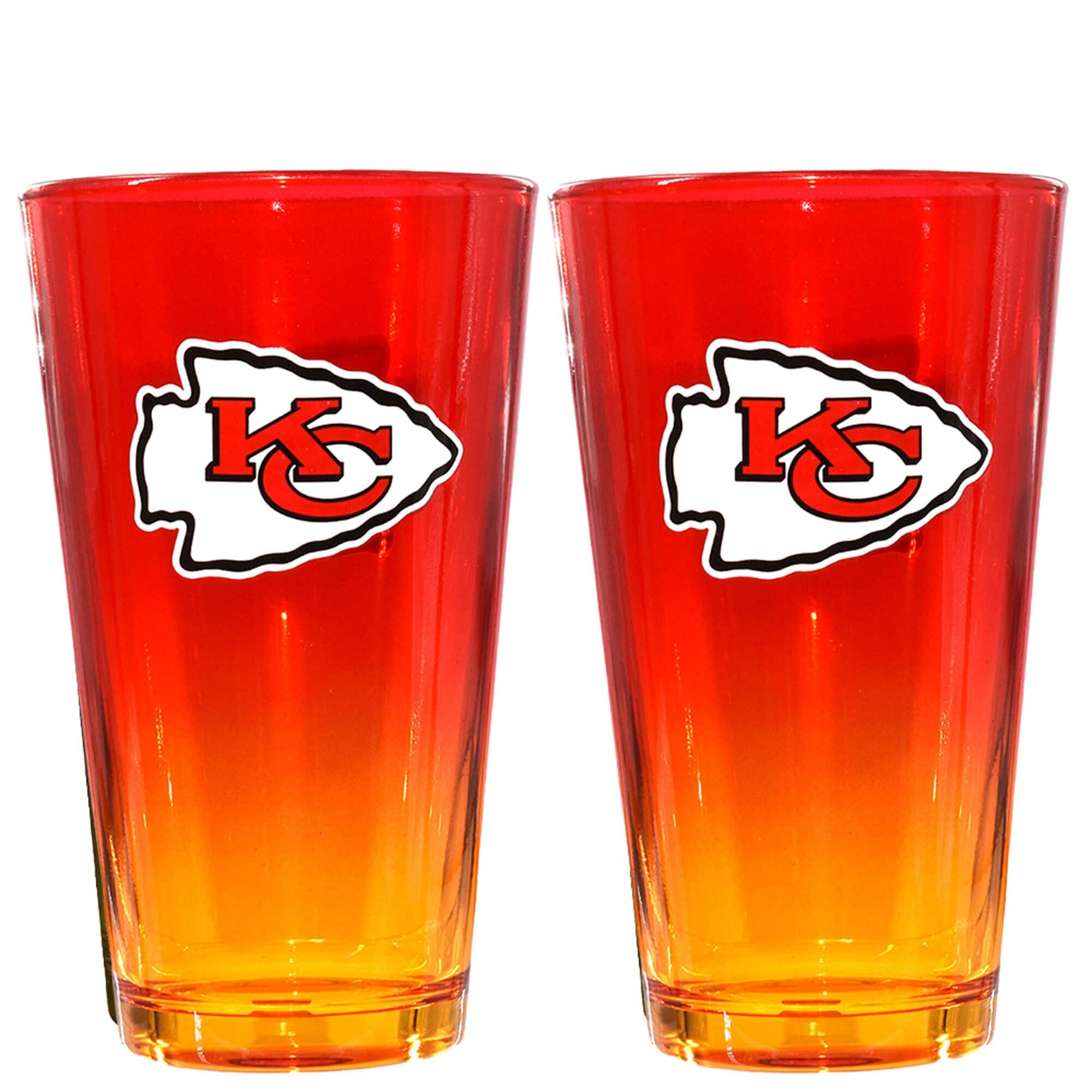 The Memory Company - Kansas City Chiefs Two-Pack 16oz. Ombre Pint Glass Set - Multicolor
