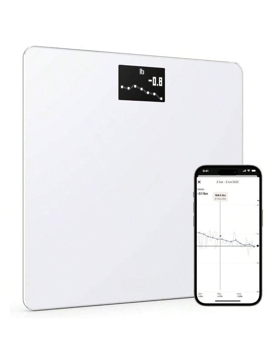 The Best Inks - Body - Digital Wi - Fi Scale with Automatic Smartphone App Sync, BMI, Multi - User Friendly, with Pregnancy - White + 1 Count (Pack of 1)