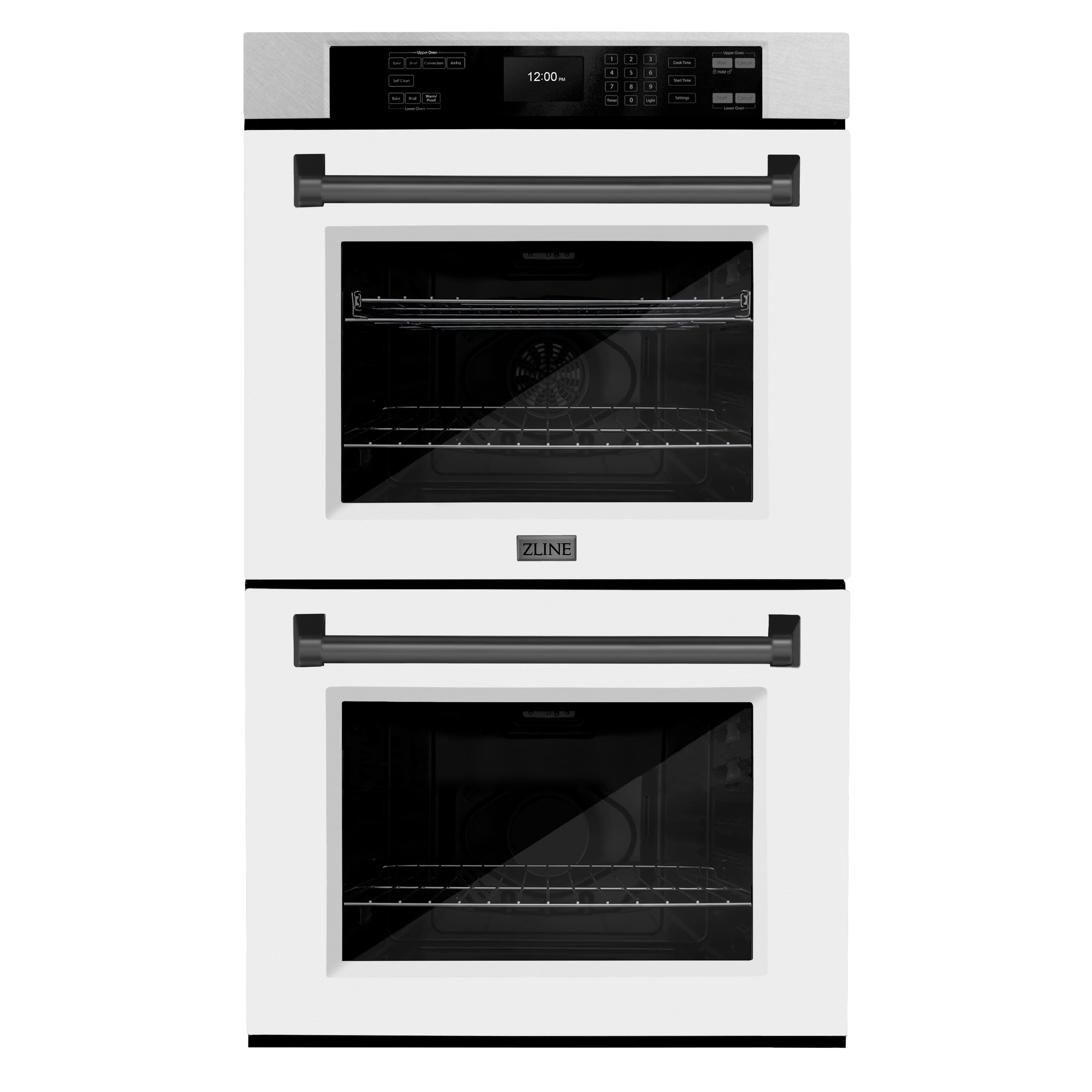 ZLINE - 30 in. Autograph Double Wall Oven w/ Air Fry in Satin Steel w/ White and Black - Satin Stainless Steel - Front_Zoom
