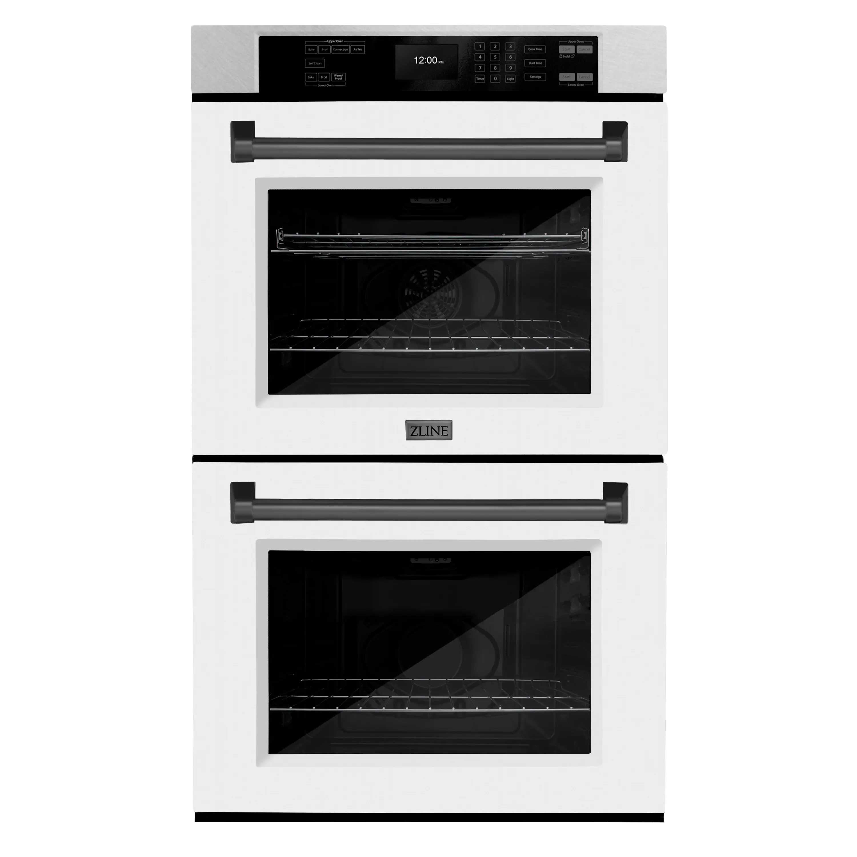 ZLINE - 30 in. Autograph Double Wall Oven w/ Air Fry in Satin Steel w/ White and Black - Satin Stainless Steel