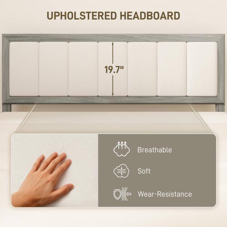 UPHOLSTERED HEADBOARD

19.7"

Breathable
Soft
Wear-Resistance