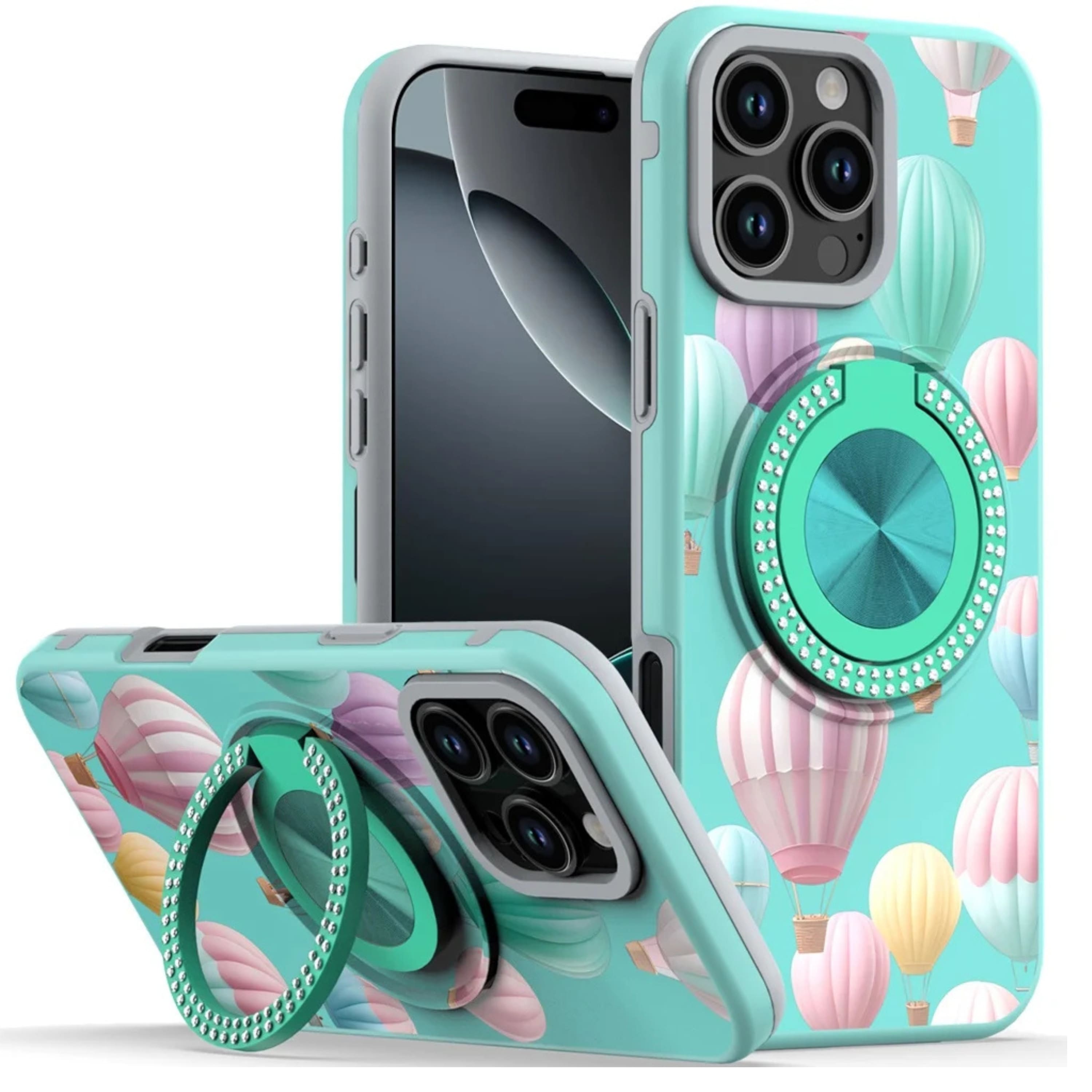Kitcheniva - 360 Rotating Stand Case With Tempered Glass For IPhone 16 Pro - Hot Air Balloon price history on PriceWatchPro