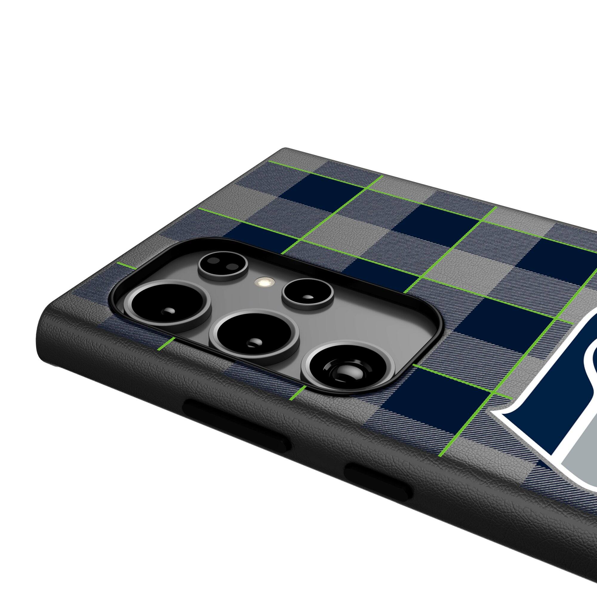 Alt View 3. Keyscaper - Seattle Seahawks Plaid Galaxy Magnetic Bump Case - S24 - Black.