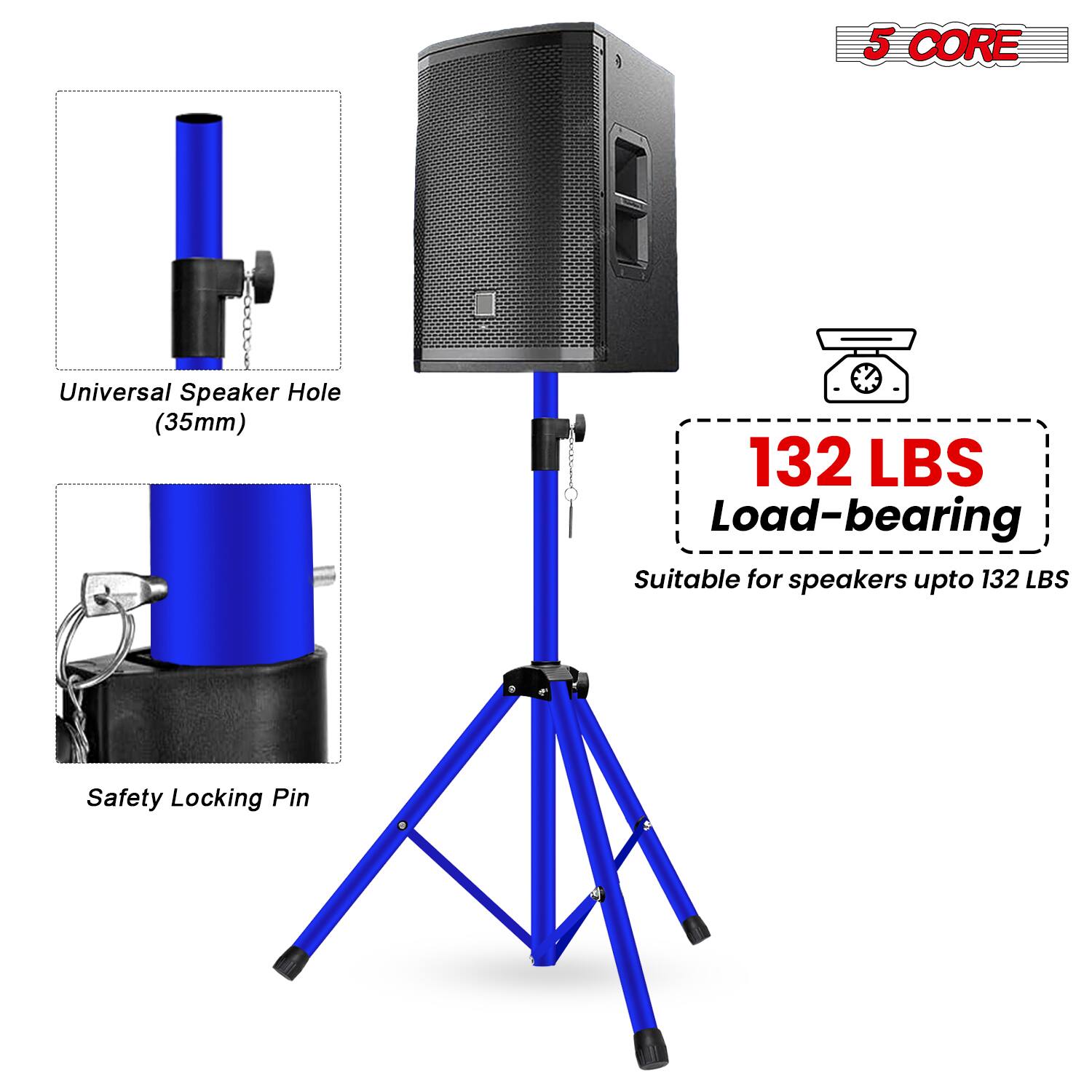 5 CORE Universal Speaker Hole (35mm)  
132 LBS Load-bearing  
Suitable for speakers up to 132 LBS  
Safety Locking Pin