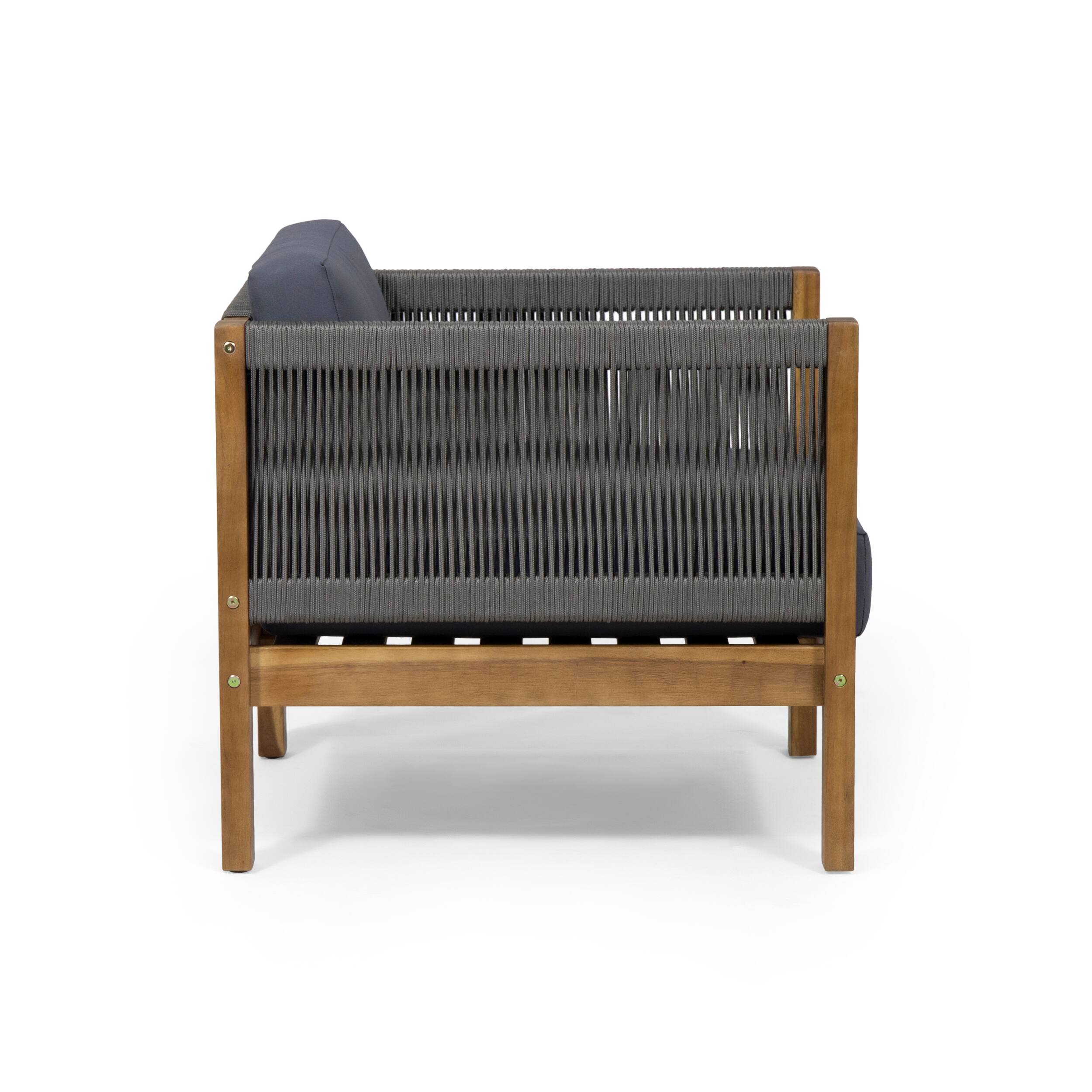 Alt View 7. Siljoy - OUTDOOR CLUB CHAIR (Set of 2), Acacia Wood Brown Patina with Cream Cushion - Teak.