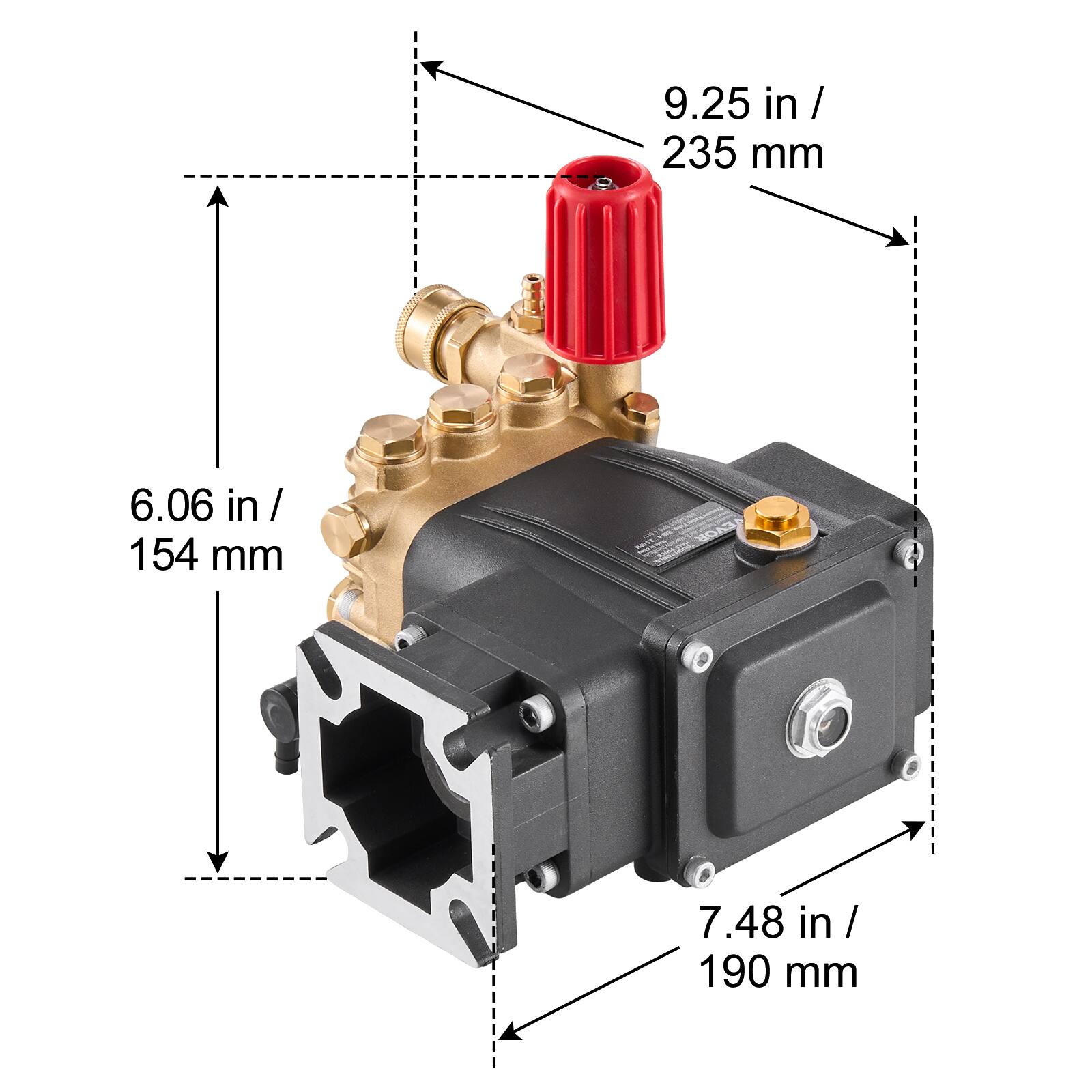 9.25 in / 235 mm  
6.06 in / 154 mm  
7.48 in / 190 mm