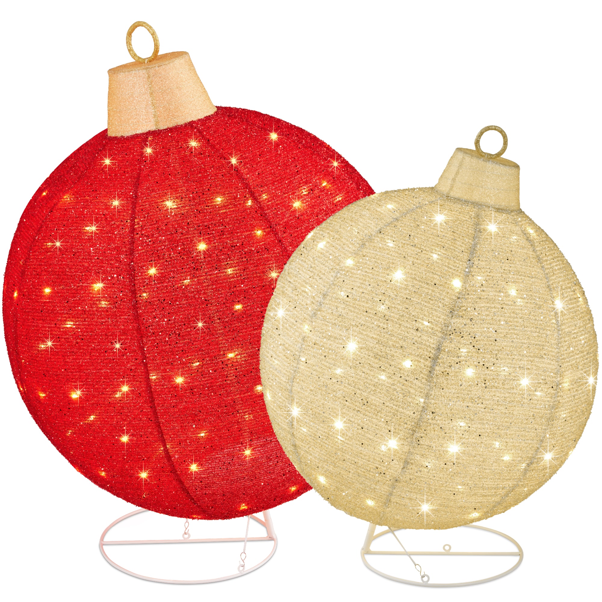Front. Best Choice Products - Best Choice Products 2pc Lighted Pop-Up Christmas Ornaments Outdoor Holiday Decoration w/ 180 LED Lights - Red/Gold - Red/Gold - Large.