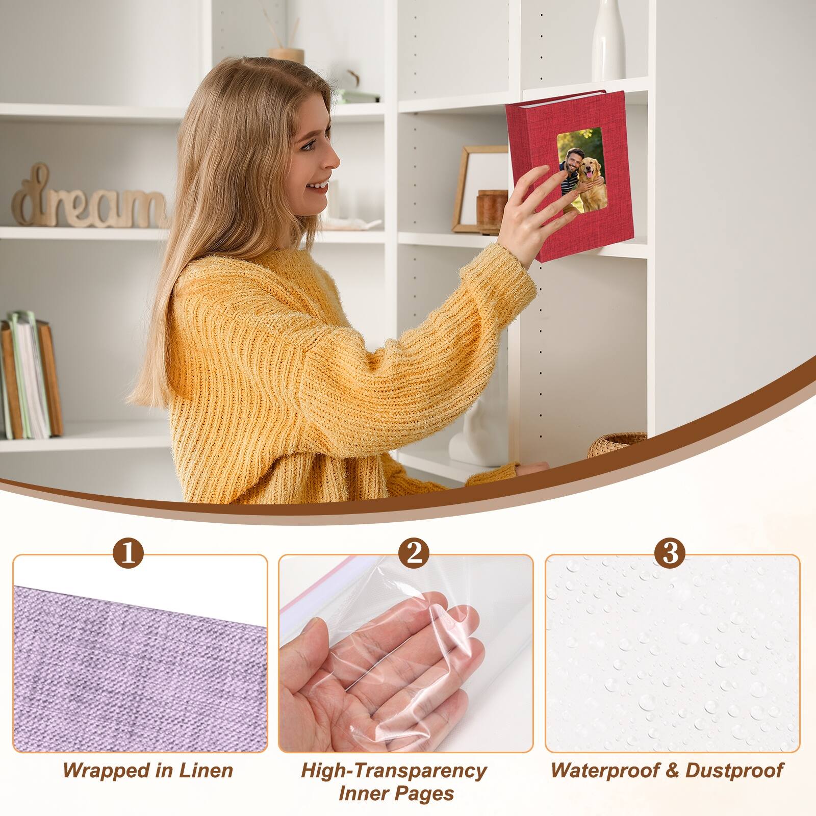1. dream
2. Wrapped in Linen
3. High-Transparency Inner Pages
4. Waterproof & Dustproof