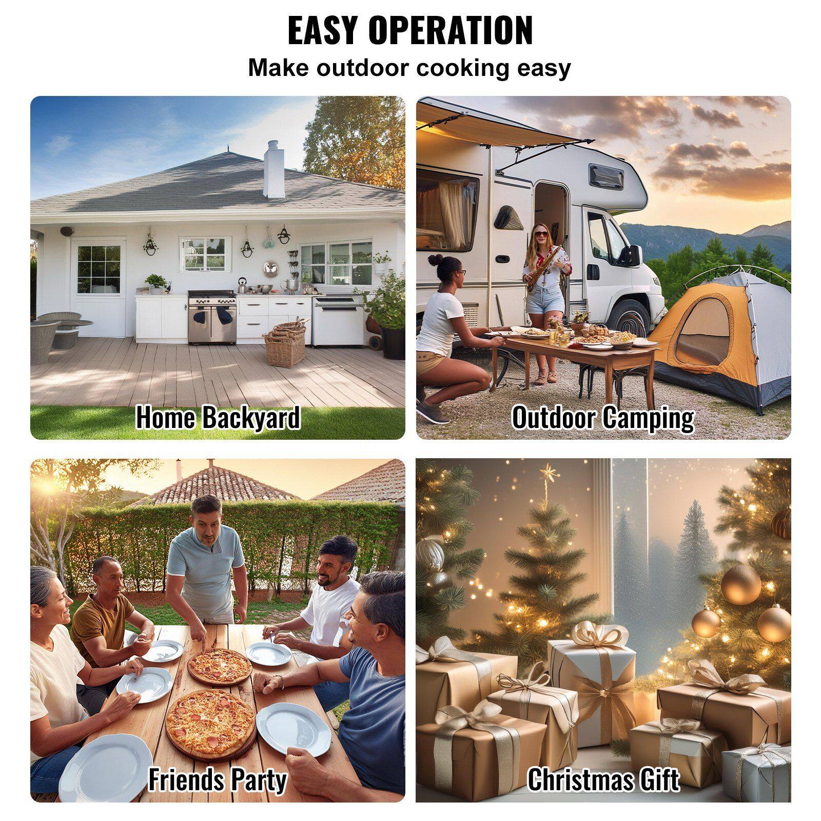 EASY OPERATION  
Make outdoor cooking easy  

- Home Backyard  
- Outdoor Camping  
- Friends Party  
- Christmas Gift