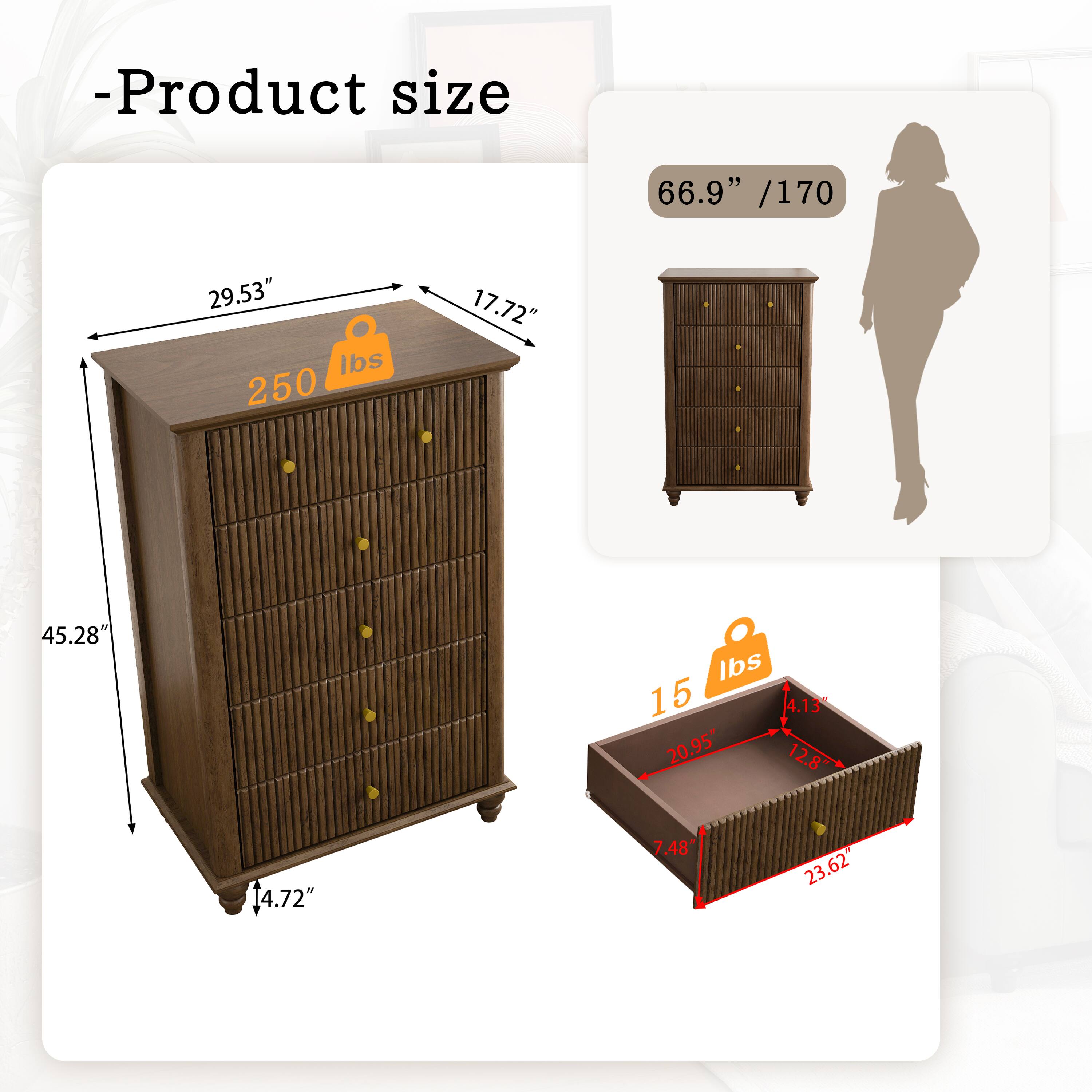 -Product size  
66.9" / 170  
29.53"  
17.72"  
45.28"  
14.72"  
250 lbs  
15 lbs  
20.95"  
12.8"  
4.72"  
7.48"  
23.62"